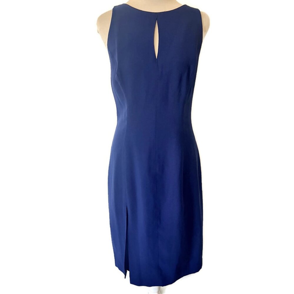 Amanda Uprichard Sleeveless Keyhole Midi Sheath Dress Blue Size L